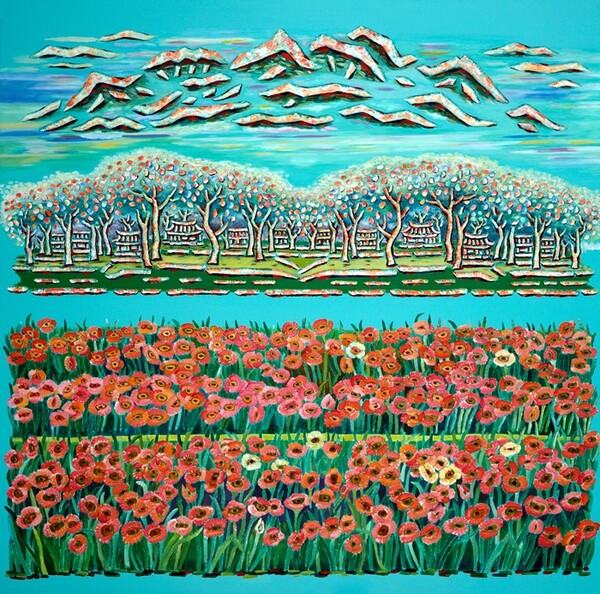 류민자 작품 ‘정토’ 200×200×2EA, 캔버스에 아크릴릭, 2009-1 /아트큐브 2R2 제공